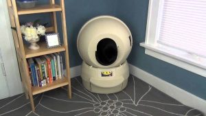 Une litière autonettoyante dans une caisse à chat rotative